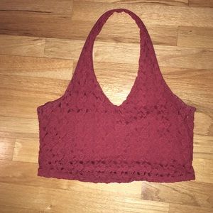 Red Halter Crop Top